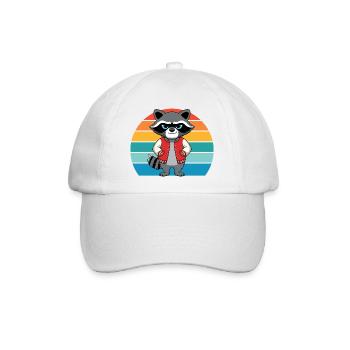 Frecher Retro Waschbär für Waschbären Liebhaber - Baseballkappe - Weiß/Weiß - Vorne