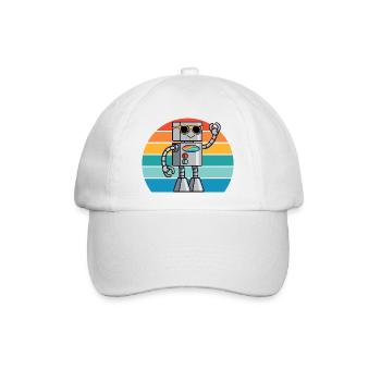 Retro Ki Roboter für Technikliebhaber & Roboterfan - Baseballkappe - Weiß/Weiß - Vorne
