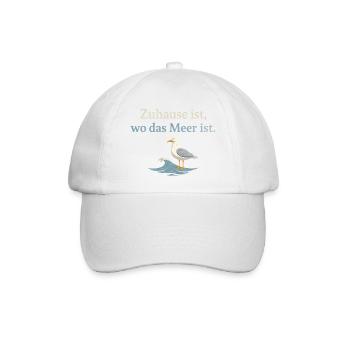 Zuhause ist, wo das Meer ist Möwe  - Baseballkappe - Weiß/Weiß - Vorne