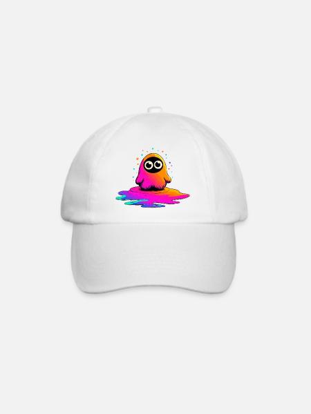 Neon Figur auf Farbklecks - Baseballkappe - Weiß/Weiß
