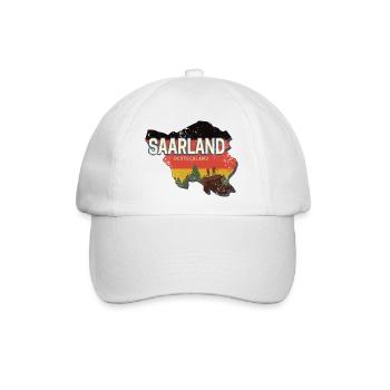 Saarland Deutschland Bundesland Landkarte Souvenir - Baseballkappe - Weiß/Weiß - Vorne
