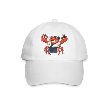 Krabben Sushi-Koch mit Kopfbedeckung - Baseballkappe - Weiß/Weiß - Vorne
