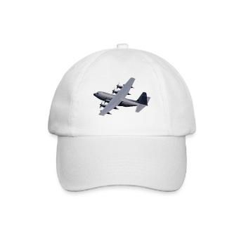 C-130 Grau Silhouette - Baseballkappe - Weiß/Weiß - Vorne