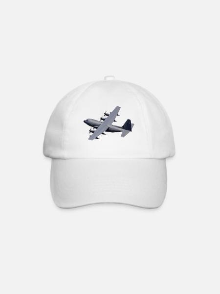 C-130 Grau Silhouette - Baseballkappe - Weiß/Weiß