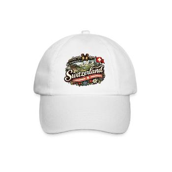 Vintage-Schweizer Alpen-Charme - Baseballkappe - Weiß/Weiß - Vorne