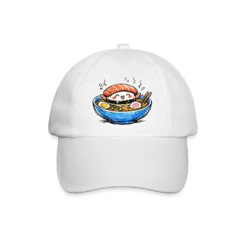 Kawaii Sushi-Ramen Bowl Illustration - Baseballkappe - Weiß/Weiß - Vorne