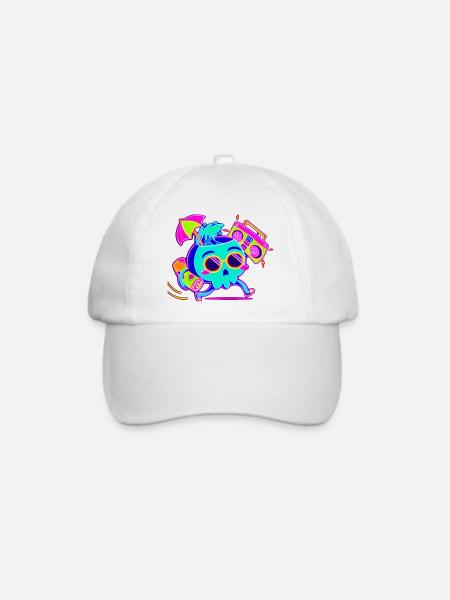 Neon-Skelett mit retro-Party-Vibes - Baseballkappe - Weiß/Weiß