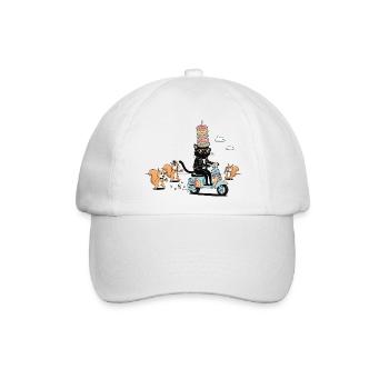 Donutkrone Katzenscooter lustiges Katzen Motiv - Baseballkappe - Weiß/Weiß - Vorne