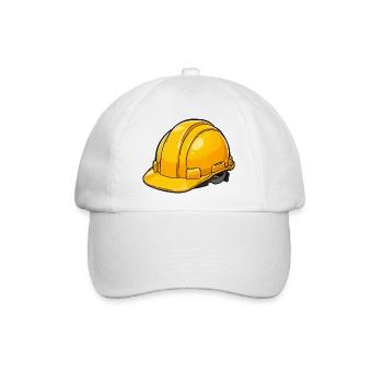 Gelber Bauhelm Cartoon Stil - Baseballkappe - Weiß/Weiß - Vorne