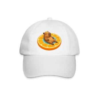 Relaxter Capybara auf Orangenscheibe - Baseballkappe - Weiß/Weiß - Vorne
