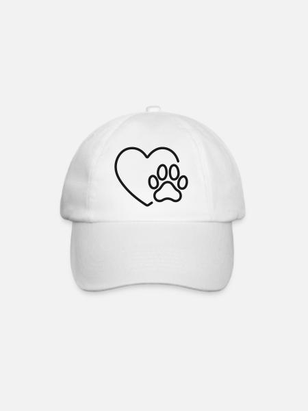 Herz-und-Pfoten-Minimalismus - Baseballkappe - Weiß/Weiß
