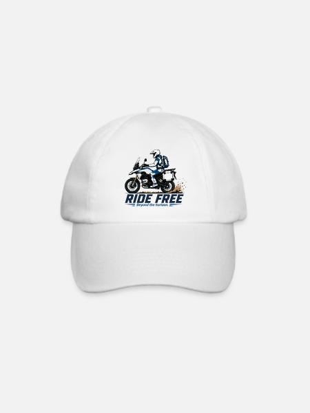 Ride Free – Enduro Adventure Motorradfahrer Motiv - Baseballkappe - Weiß/Weiß
