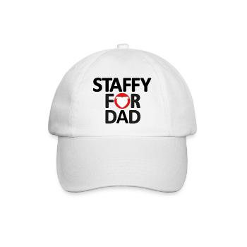 Staffy für Papa mit Herzkopf Staffie - 044 - Baseballkappe - Weiß/Weiß - Vorne