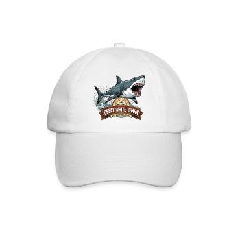 Weißer Hai/menschenfressender Hai - Baseballkappe - Weiß/Weiß - Vorne