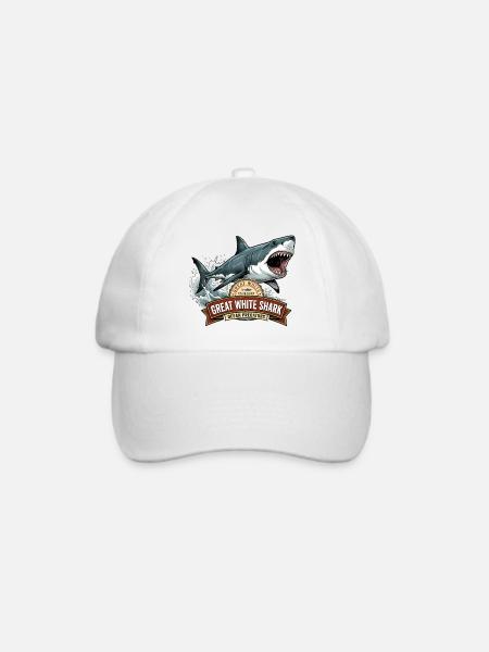 Weißer Hai/menschenfressender Hai - Baseballkappe - Weiß/Weiß