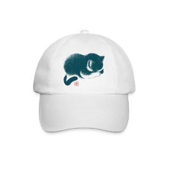 Schlafende Katze Japanischer Holzschnitt Stil - Baseballkappe - Weiß/Weiß - Vorne