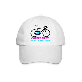 Coffee First Watts Second Bike T-Shirt - Baseballkappe - Weiß/Weiß - Vorne