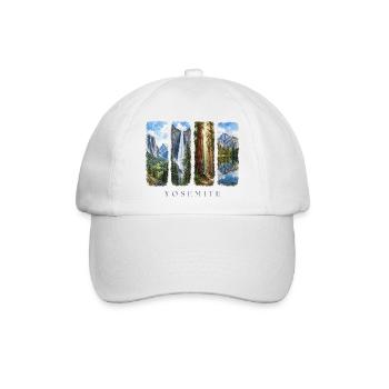 Yosemite Travel – USA Nationalpark Motiv - Baseballkappe - Weiß/Weiß - Vorne
