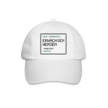Neue Nebenquest Erwachsen werden - Pixel Retro - Baseballkappe - Weiß/Weiß - Vorne