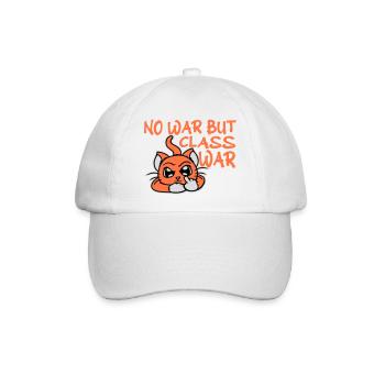 No war but class war Klassenkrieg Katze Logo Text - Baseballkappe - Weiß/Weiß - Vorne