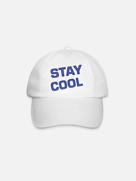 Bleib cool 3D-Retro-Text - Baseballkappe - Weiß/Weiß