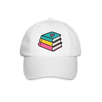 Bücherstapel Herz Design - Baseballkappe - Weiß/Weiß - Vorne
