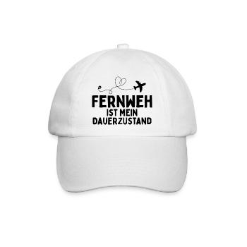 Fernweh ist mein Dauerzustand Reisespruch - Baseballkappe - Weiß/Weiß - Vorne