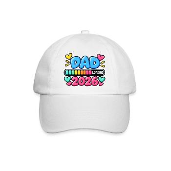Papa lädt 2026 – Neue Vater-Ankündigung - Baseballkappe - Weiß/Weiß - Vorne