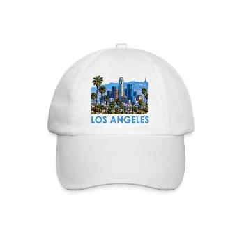 Los Angeles Skyline Palmen Illustration - Baseballkappe - Weiß/Weiß - Vorne