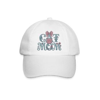 Cat Mom – Katzenliebe | Geschenk für Katzenmama - Baseballkappe - Weiß/Weiß - Vorne