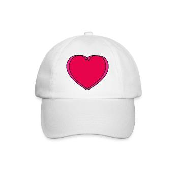 Pop-Art Herz in Pink & Rot - Baseballkappe - Weiß/Weiß - Vorne