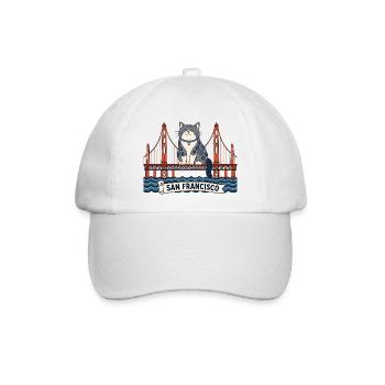 San Francisco Cat at golden Bridge USA Travel - Baseballkappe - Weiß/Weiß - Vorne
