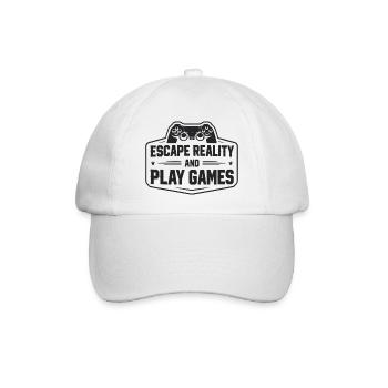 Escape Reality and Play Games - Gamer Sprüche - Baseballkappe - Weiß/Weiß - Vorne