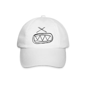 Trommel handgezeichnet - Baseballkappe - Weiß/Weiß - Vorne