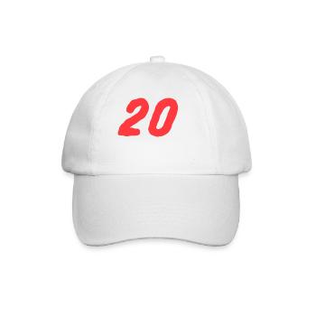 Nummer 20 fett in Rot - Baseballkappe - Weiß/Weiß - Vorne