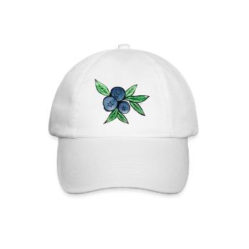 Blaubeer-Aquarellzweige - Baseballkappe - Weiß/Weiß - Vorne