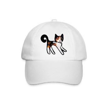 Calico Verspielte Katzen-Silhouette - Baseballkappe - Weiß/Weiß - Vorne
