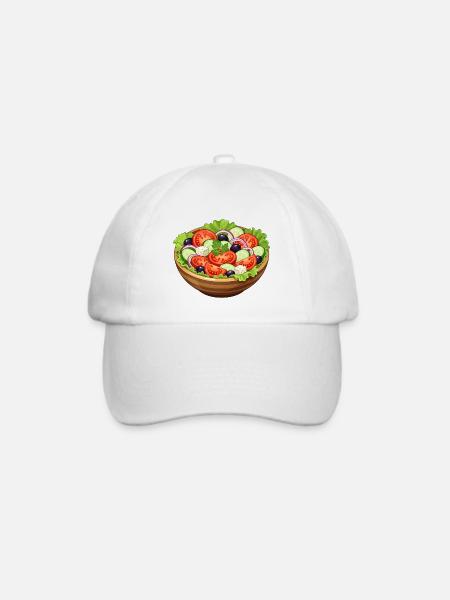 Frischer Tomaten Salat Cartoon - Baseballkappe - Weiß/Weiß