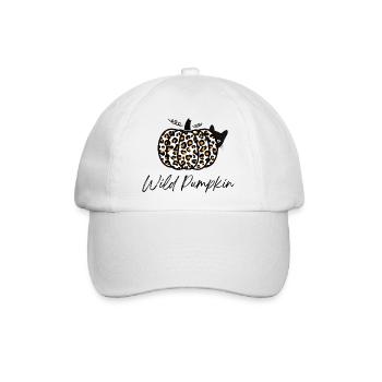 Halloween Katze – Leopard Kürbis, Halloween Shirt - Baseballkappe - Weiß/Weiß - Vorne