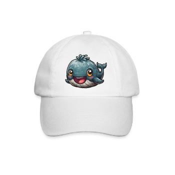 Kuschelige Blauwal-Illustration - Baseballkappe - Weiß/Weiß - Vorne