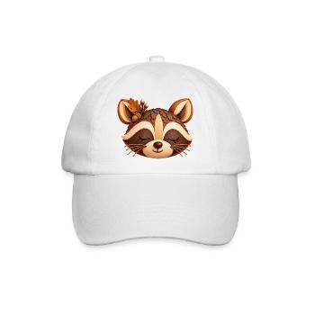 Waschbär in herbstlicher Natur-Optik  - Baseballkappe - Weiß/Weiß - Vorne
