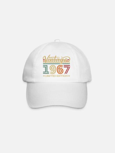 Vintage 1967 Limited Edition Geburtstag Retro - Baseballkappe - Weiß/Weiß