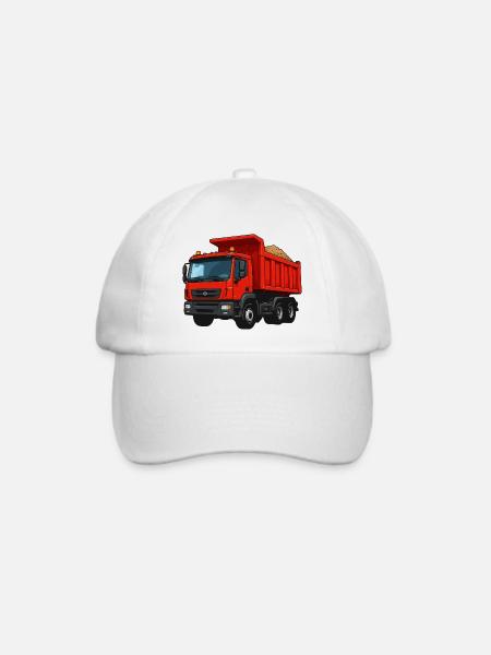 Roter Kipplader Cartoon-Design - Baseballkappe - Weiß/Weiß