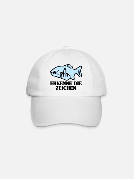 Erkenne die Zeichen Fisch Angler - Baseballkappe - Weiß/Weiß