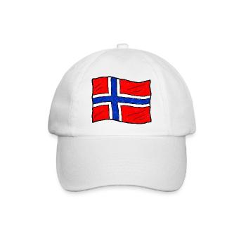 Handgezeichnete Norwegenflagge - Baseballkappe - Weiß/Weiß - Vorne