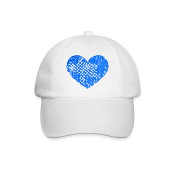 Herz mit Löcher (blau) - Baseballkappe - Weiß/Weiß - Vorne
