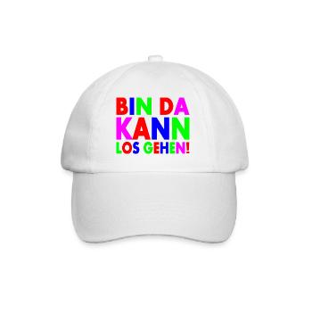 Bin da kann losgehen - Baseballkappe - Weiß/Weiß - Vorne