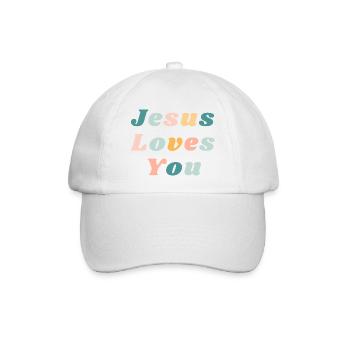Jesus liebt dich - Happy Colorful Vibe Christian - Baseballkappe - Weiß/Weiß - Vorne