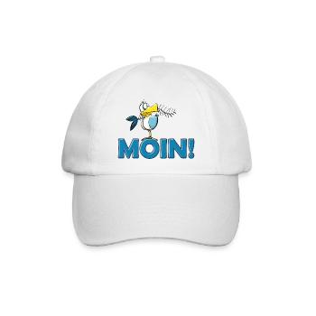 lustige Moin Möwe mit Gräte - Baseballkappe - Weiß/Weiß - Vorne
