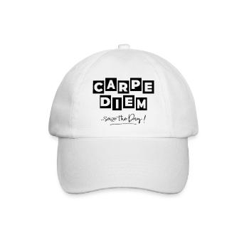 Carpe Diem in Schwarz - Baseballkappe - Weiß/Weiß - Vorne